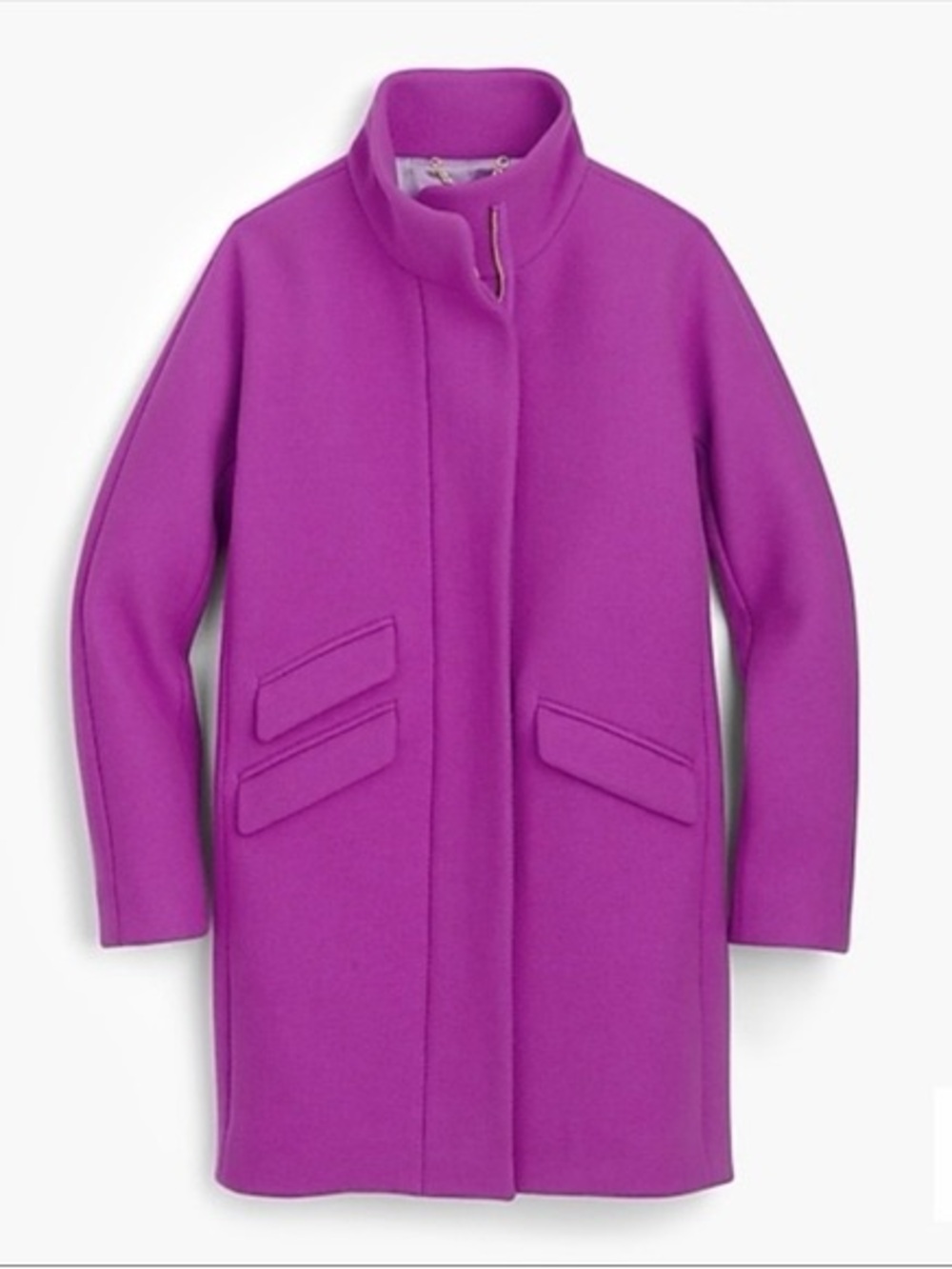 J. Crew Women's Cocoon Fuschia Purple Wool Blend Stand-Collar Coat Sz 6 - Picture 3 of 9